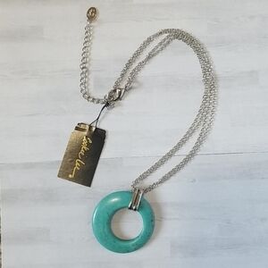 Cookie Lee Luxe silver chain with Turquoise Pendant necklace NWT